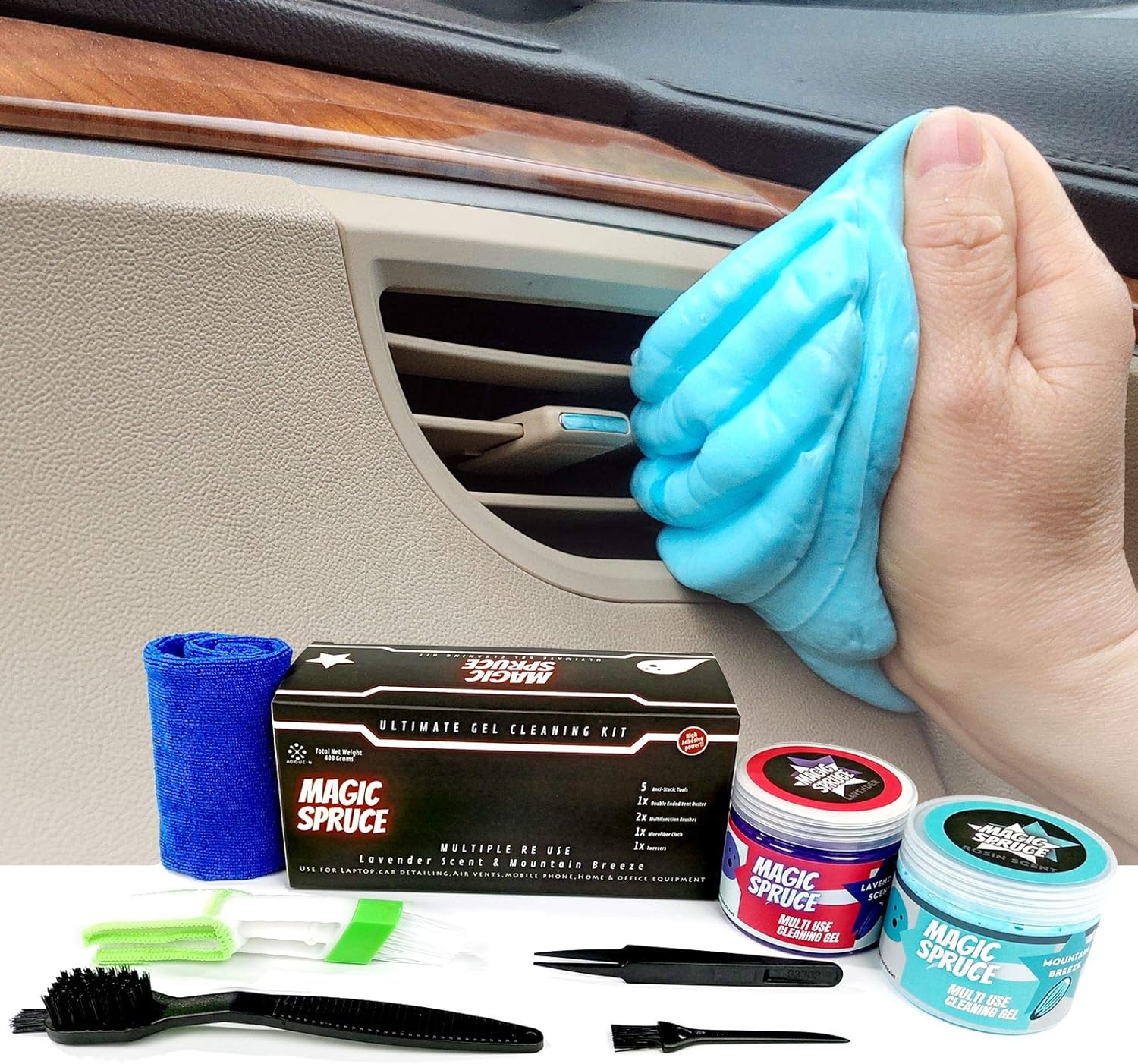 Car Detailing Kit Gel for Car Interior Dashboard Cleaner Products, Non-Water Dust Remover Scented Freshner, Upholstery Cleaning Putty, Pc Laptop Computer Cleaning Accessories Car Slime Kits